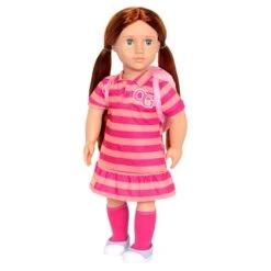 OUR GENERATION DOLL W/STRIPED DRESS & POLKA D