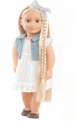 Our Generation Hair Grow Doll, Blond - Phoebe With Striped Ribbon -Our Generation our generation toys our generation hair grow doll blond phoebe with striped ribbon 17990431473832