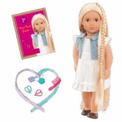 Our Generation Hair Grow Doll, Blond - Phoebe With Striped Ribbon